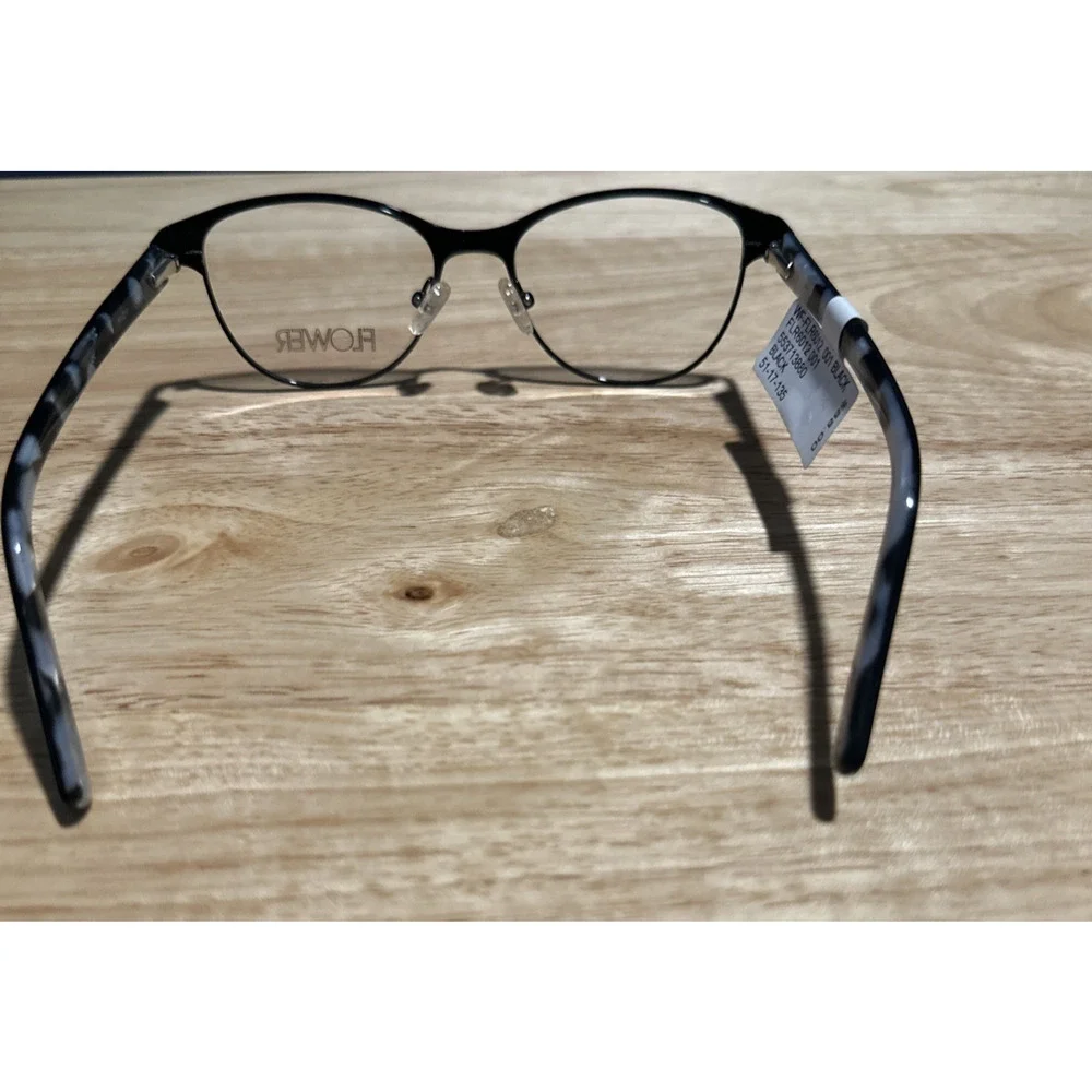 FLOWER FLR6012 001 51-17-135 Black Metal Full Rim Eyeglasses Frame MX26 w/case